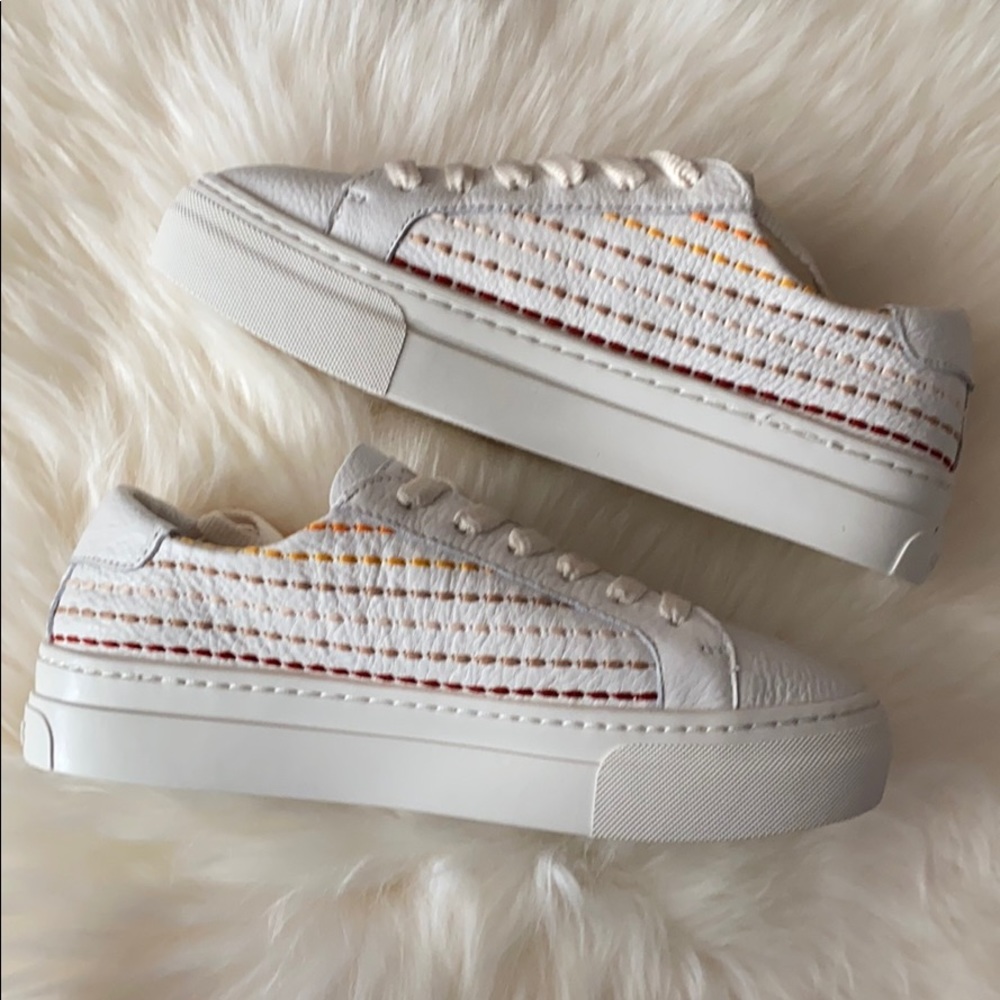 Soludos Quilted Stripe Platform Sneaker Sz 6